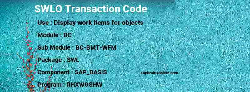 SAP SWLO transaction code