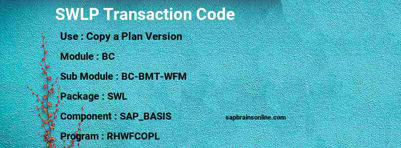 SAP SWLP transaction code