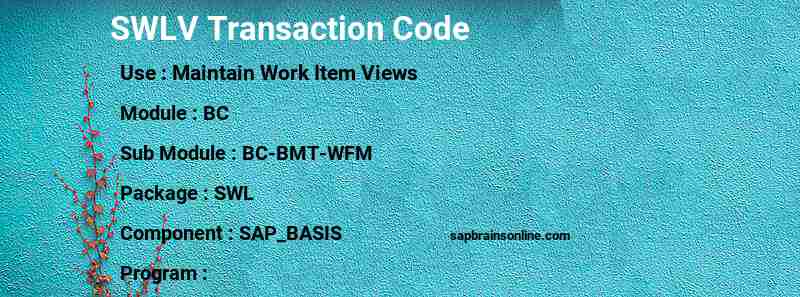 SAP SWLV transaction code