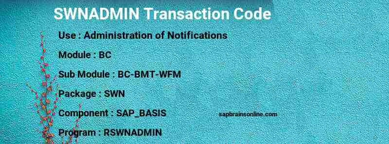 SAP SWNADMIN transaction code