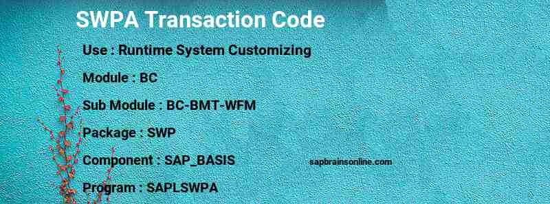 SAP SWPA transaction code