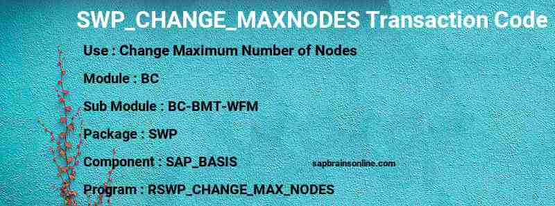 SAP SWP_CHANGE_MAXNODES transaction code