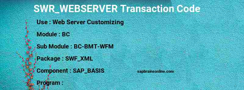 SAP SWR_WEBSERVER transaction code