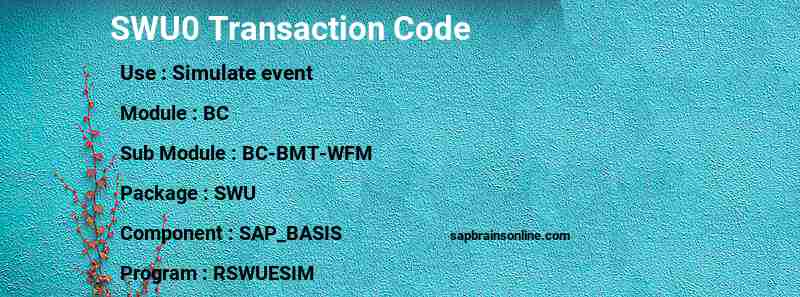 SAP SWU0 transaction code