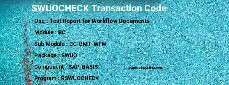 SAP SWUOCHECK transaction code
