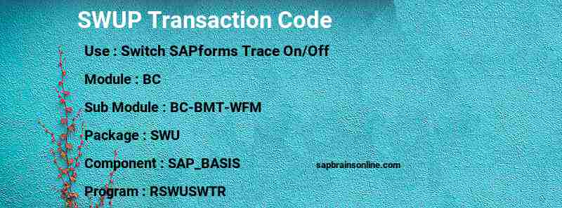 SAP SWUP transaction code