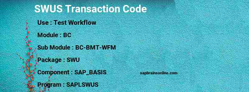 SAP SWUS transaction code