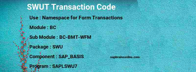 SAP SWUT transaction code