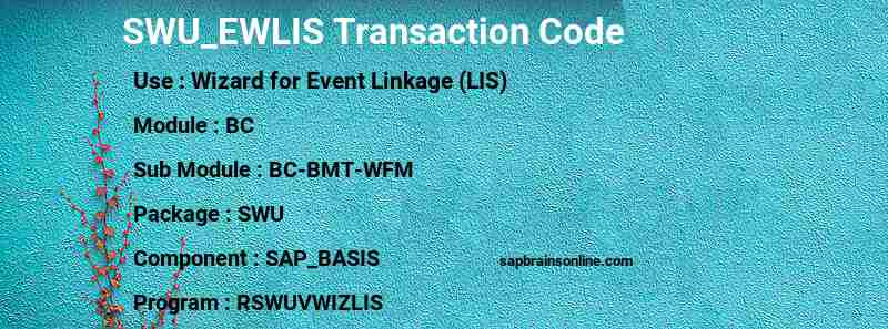 SAP SWU_EWLIS transaction code