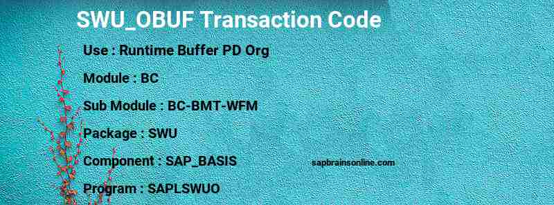 SAP SWU_OBUF transaction code