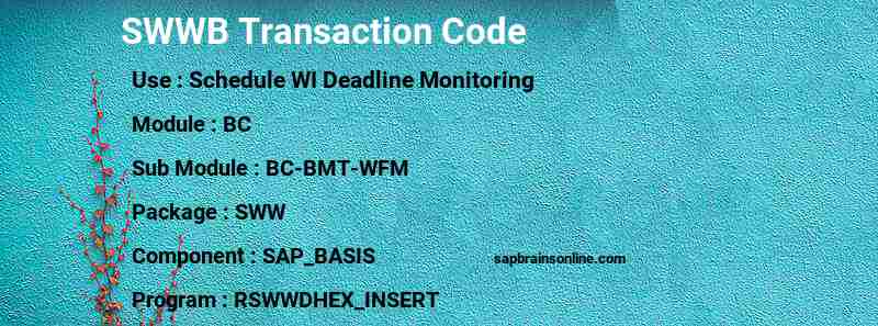 SAP SWWB transaction code