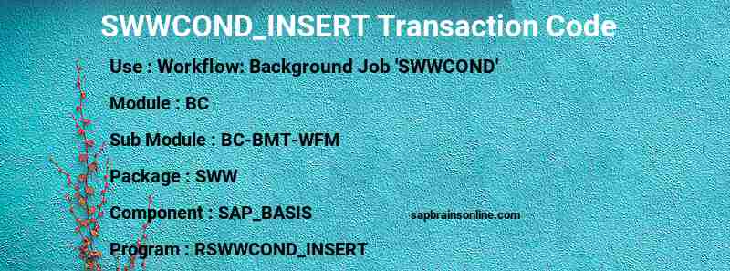 SAP SWWCOND_INSERT transaction code