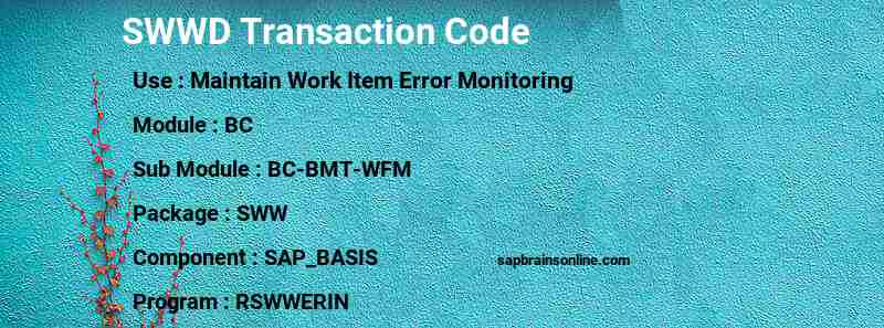 SAP SWWD transaction code