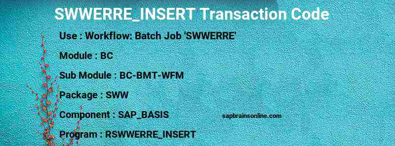 SAP SWWERRE_INSERT transaction code
