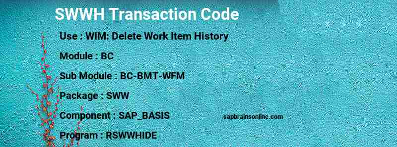SAP SWWH transaction code