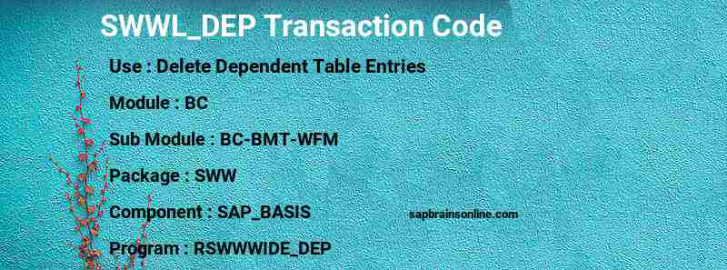 SAP SWWL_DEP transaction code