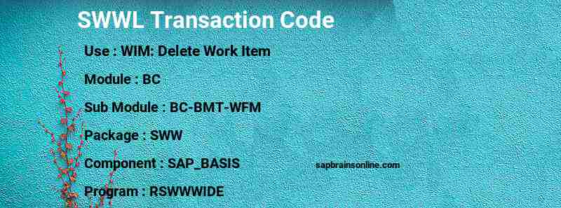 SAP SWWL transaction code