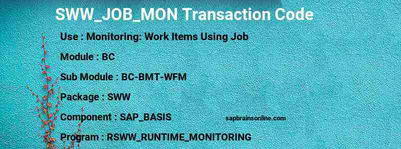 SAP SWW_JOB_MON transaction code