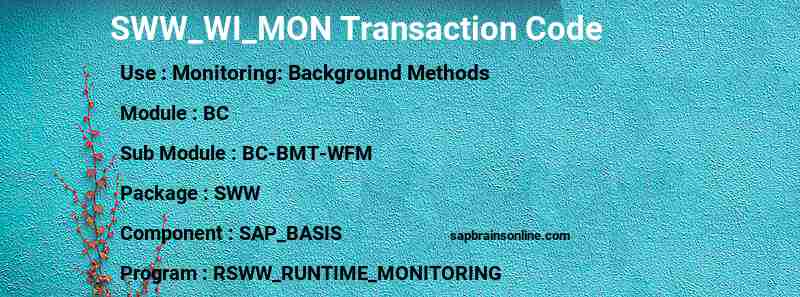 SAP SWW_WI_MON transaction code