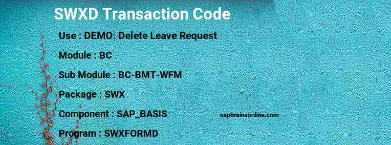 SAP SWXD transaction code