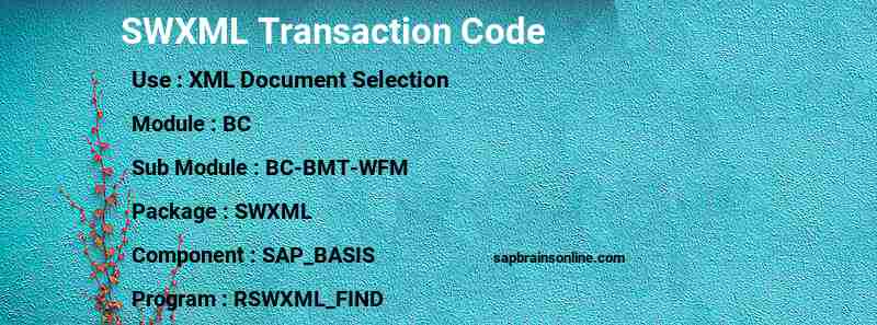 SAP SWXML transaction code