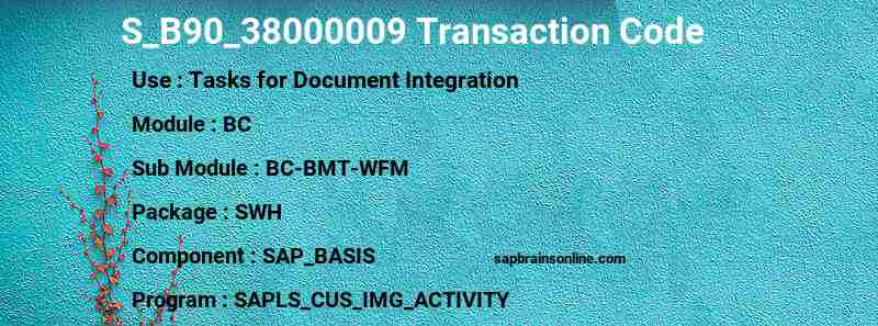 SAP S_B90_38000009 transaction code