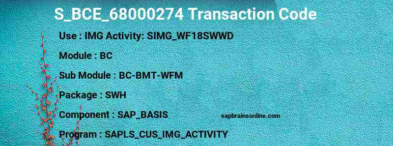 SAP S_BCE_68000274 transaction code