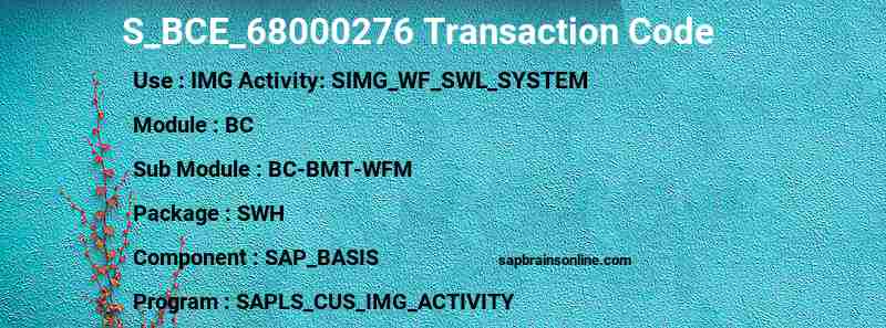 SAP S_BCE_68000276 transaction code