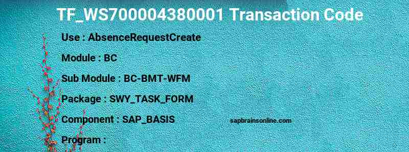SAP TF_WS700004380001 transaction code