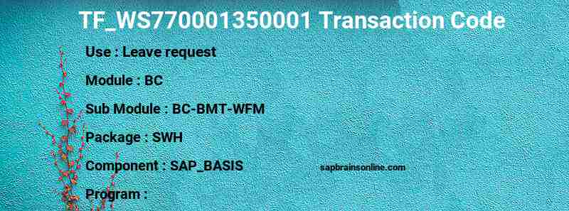 SAP TF_WS770001350001 transaction code