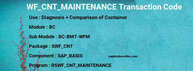 SAP WF_CNT_MAINTENANCE transaction code