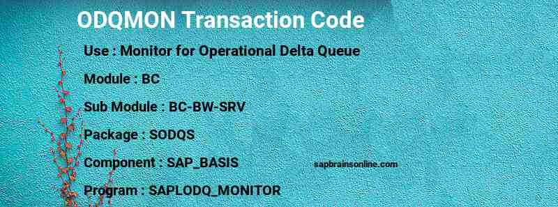 SAP ODQMON transaction code