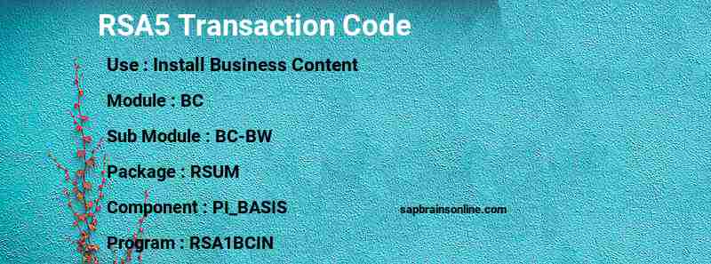 SAP RSA5 transaction code