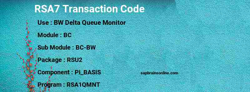 SAP RSA7 transaction code