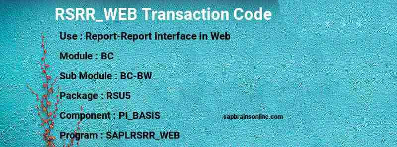 SAP RSRR_WEB transaction code