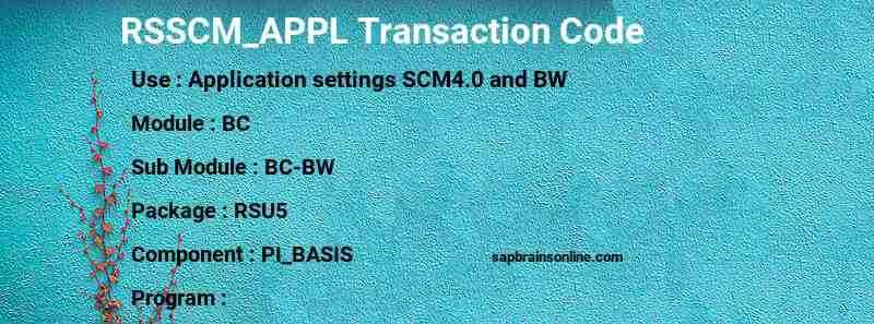 SAP RSSCM_APPL transaction code