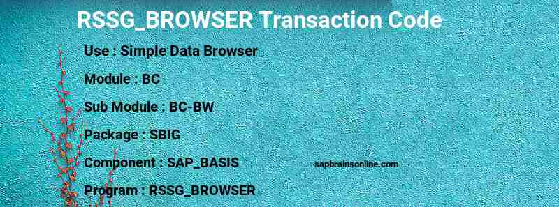 SAP RSSG_BROWSER transaction code