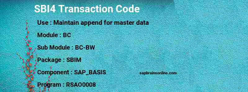 SAP SBI4 transaction code