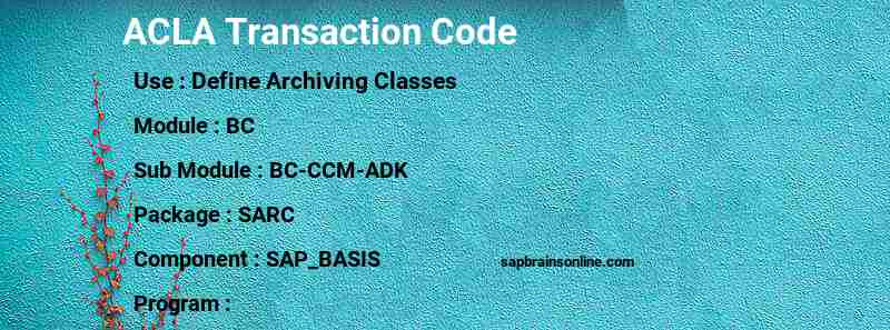 SAP ACLA transaction code
