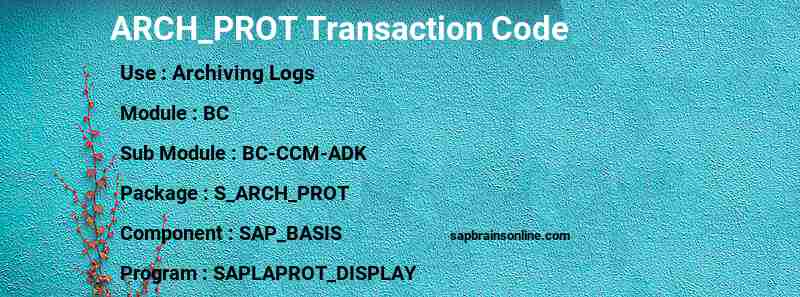 SAP ARCH_PROT transaction code