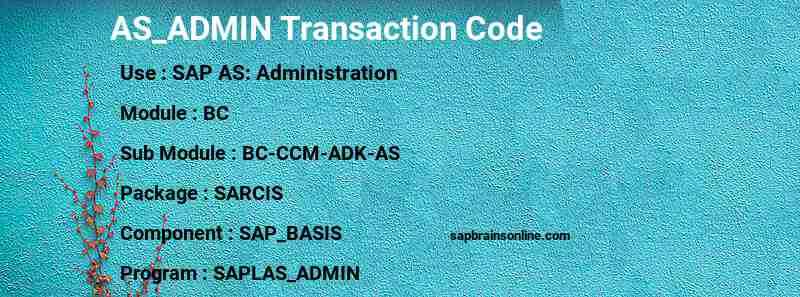 SAP AS_ADMIN transaction code