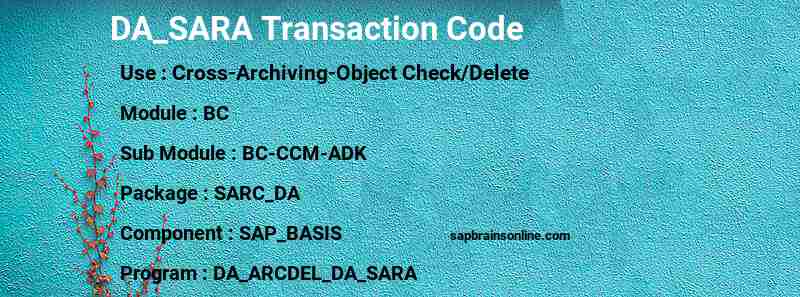 SAP DA_SARA transaction code