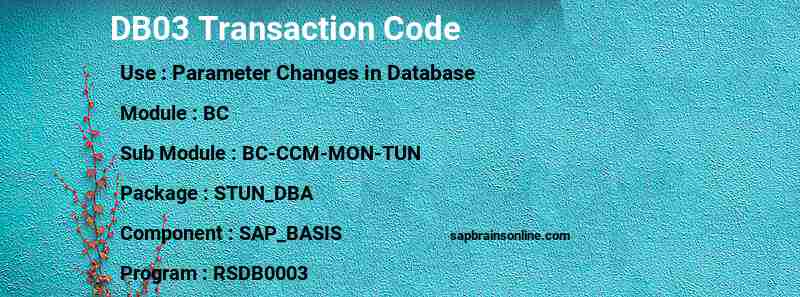 SAP DB03 transaction code