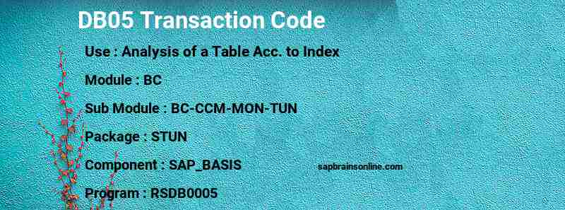 SAP DB05 transaction code