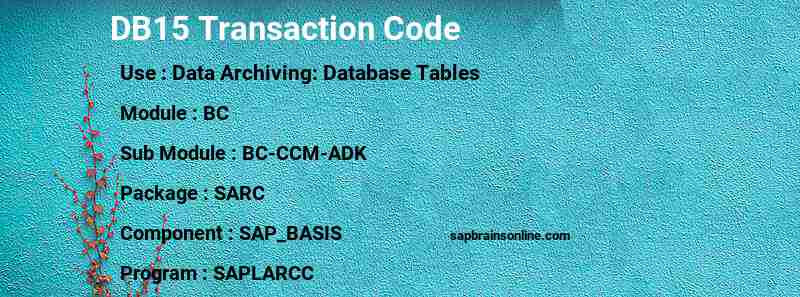 SAP DB15 transaction code