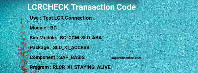 SAP LCRCHECK transaction code
