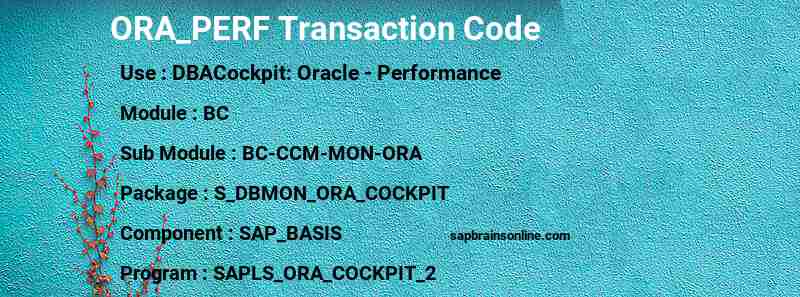 SAP ORA_PERF transaction code