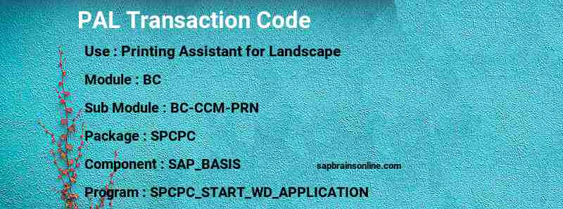 SAP PAL transaction code