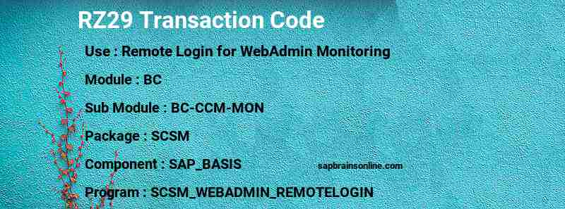 SAP RZ29 transaction code