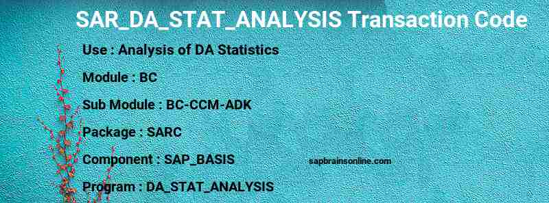 SAP SAR_DA_STAT_ANALYSIS transaction code
